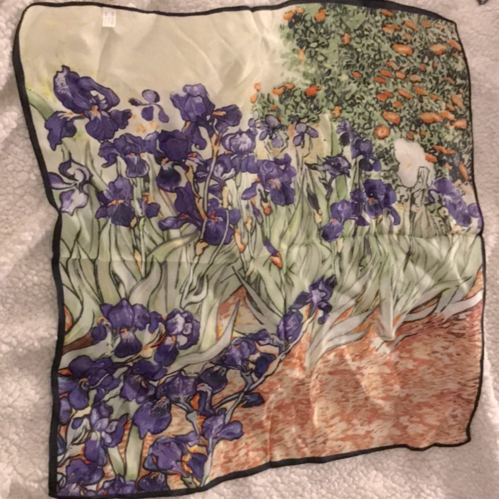 100% silk square scarf bright floral print